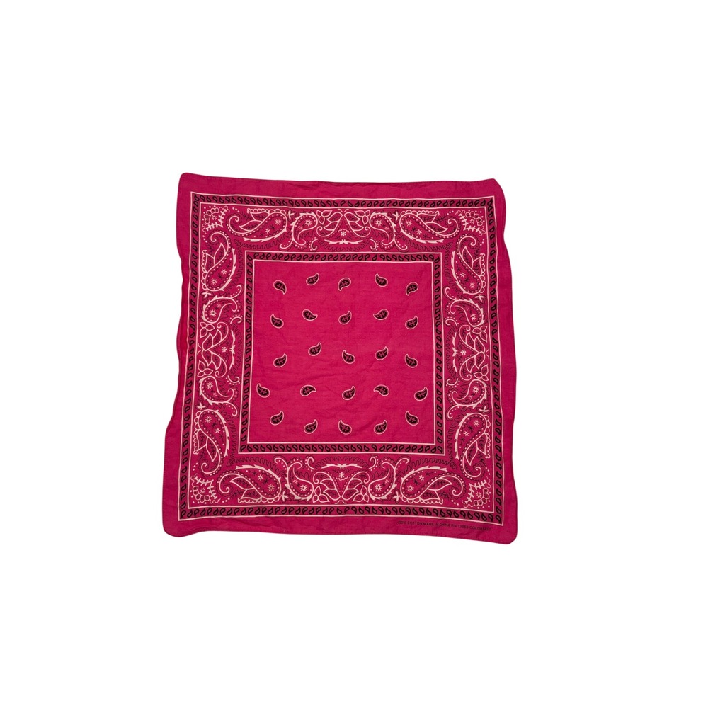 Hot Pink Paisley Cotton Bandana Square Scarf Magenta RN 13960